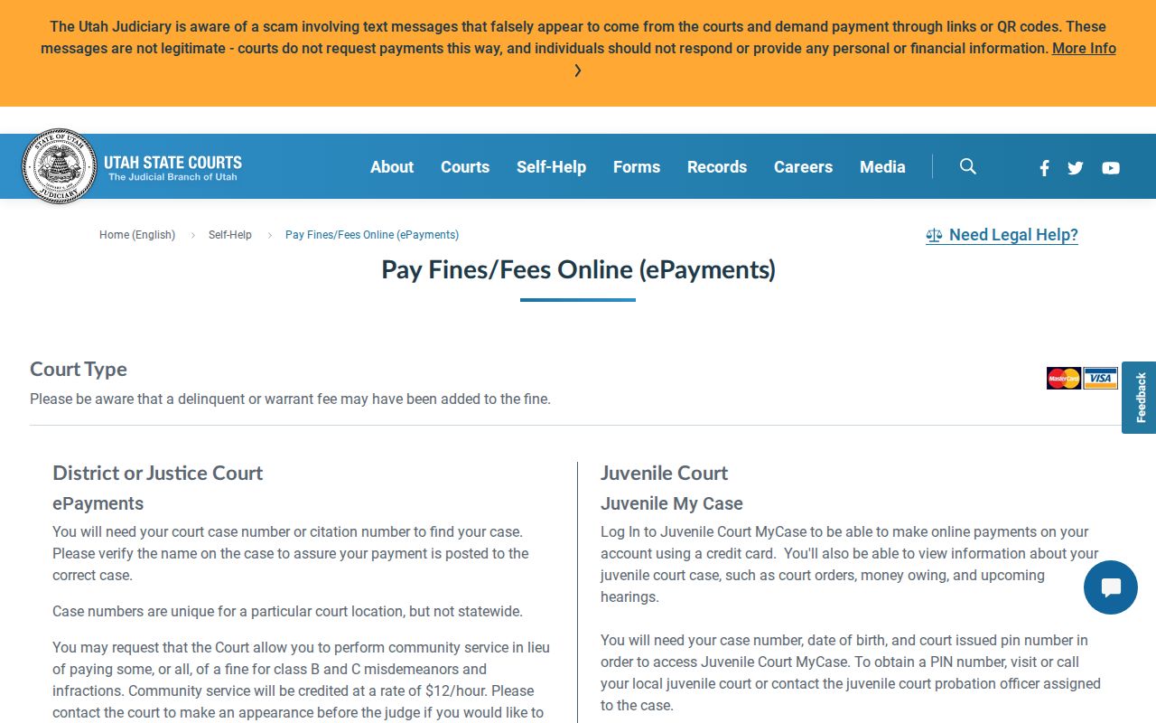 Wasatch County traffic ticket payment fields